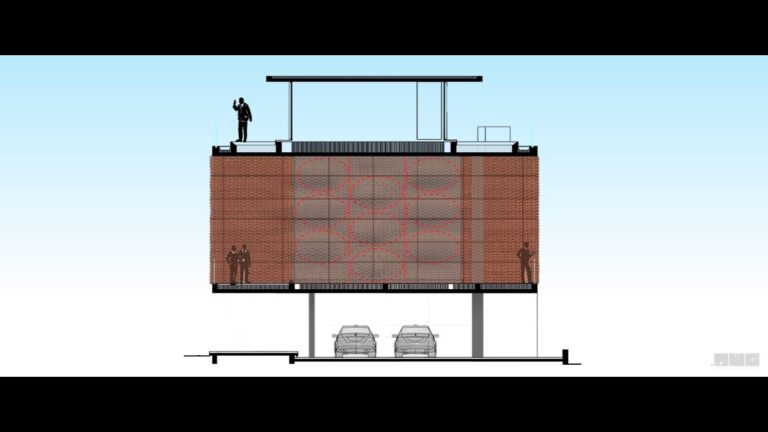 Brick Curtain House Nidhi by Design Work Group