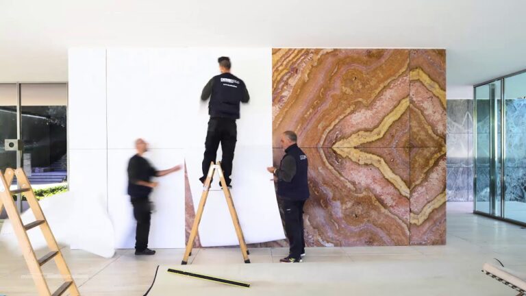 Mies van der Rohe’s Barcelona Pavilion Dematerialized with White Vinyl Panels