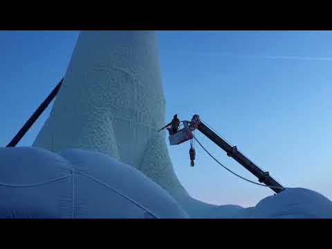 Spraying the World Record Largest Ice Shell Tower