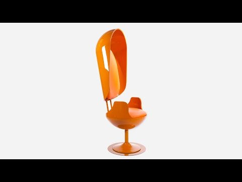 Merel Bekking reveals “scientifically perfect” orange armchair for Dezeen’s Marcus Fairs